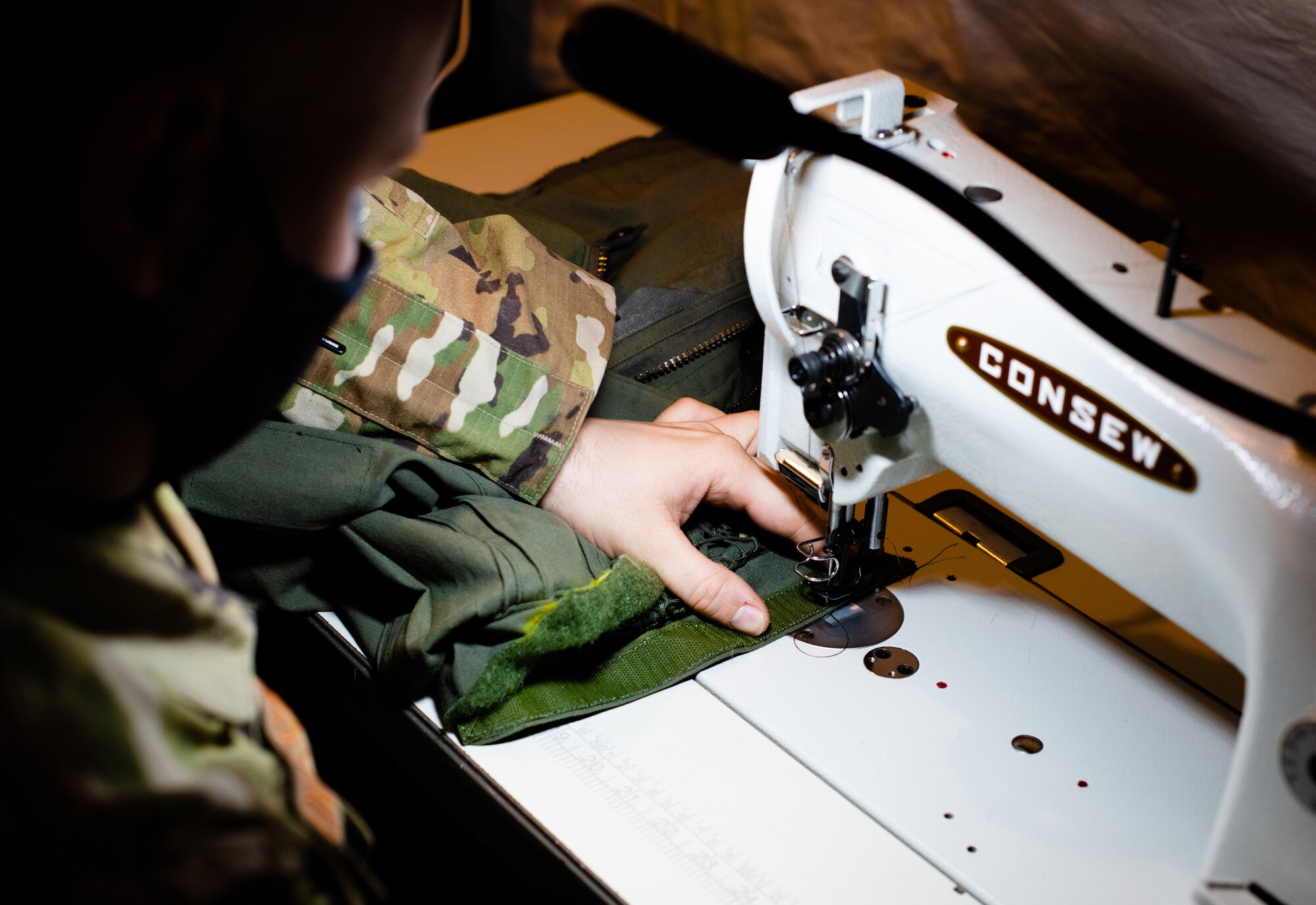 Airmen from the 378th Expeditionary Fighter Squadron aircrew flight equipment perform maintenance on equipment Feb. 11, 2021, at Prince Sultan Air Base, Kingdom of Saudi Arabia.