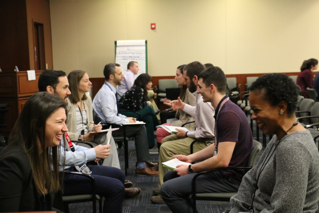 Naval Surface Warfare Center, Philadelphia Division (NSWCPD)'s Women's Employee Resource Group (WERG) hosts a Speed Mentoring event on March 12, 2019. In January 2021, however, NSWCPD conducted its inaugural virtual Speed Mentoring event that included additional Naval Sea Systems Command (NAVSEA) Warfare Centers, NAVSEA headquarters, and the Naval Engineering Facilities Command (NAVFAC). (U.S. Navy photo by Kirsten St. Peter/Released)