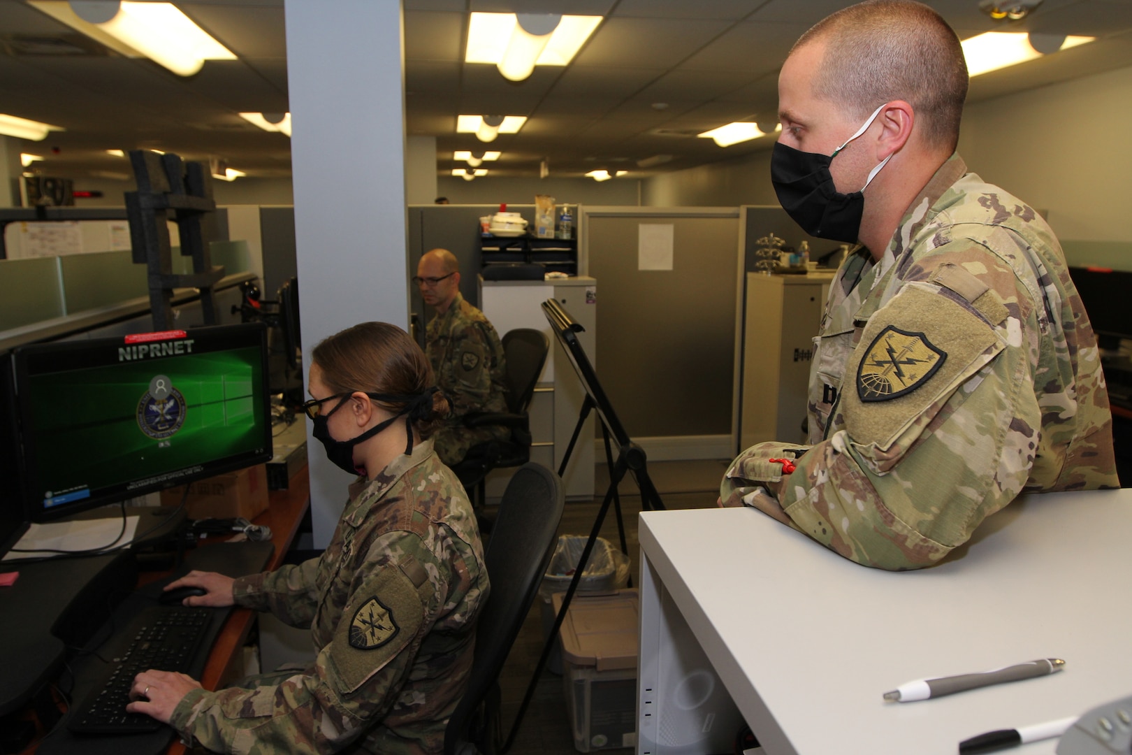 Army National Guard Soldiers from the 124th Cyber Protection Battalion are deployed as part of Task Force Echo IV in support U.S. Cyber Command, Fort Meade, Maryland.