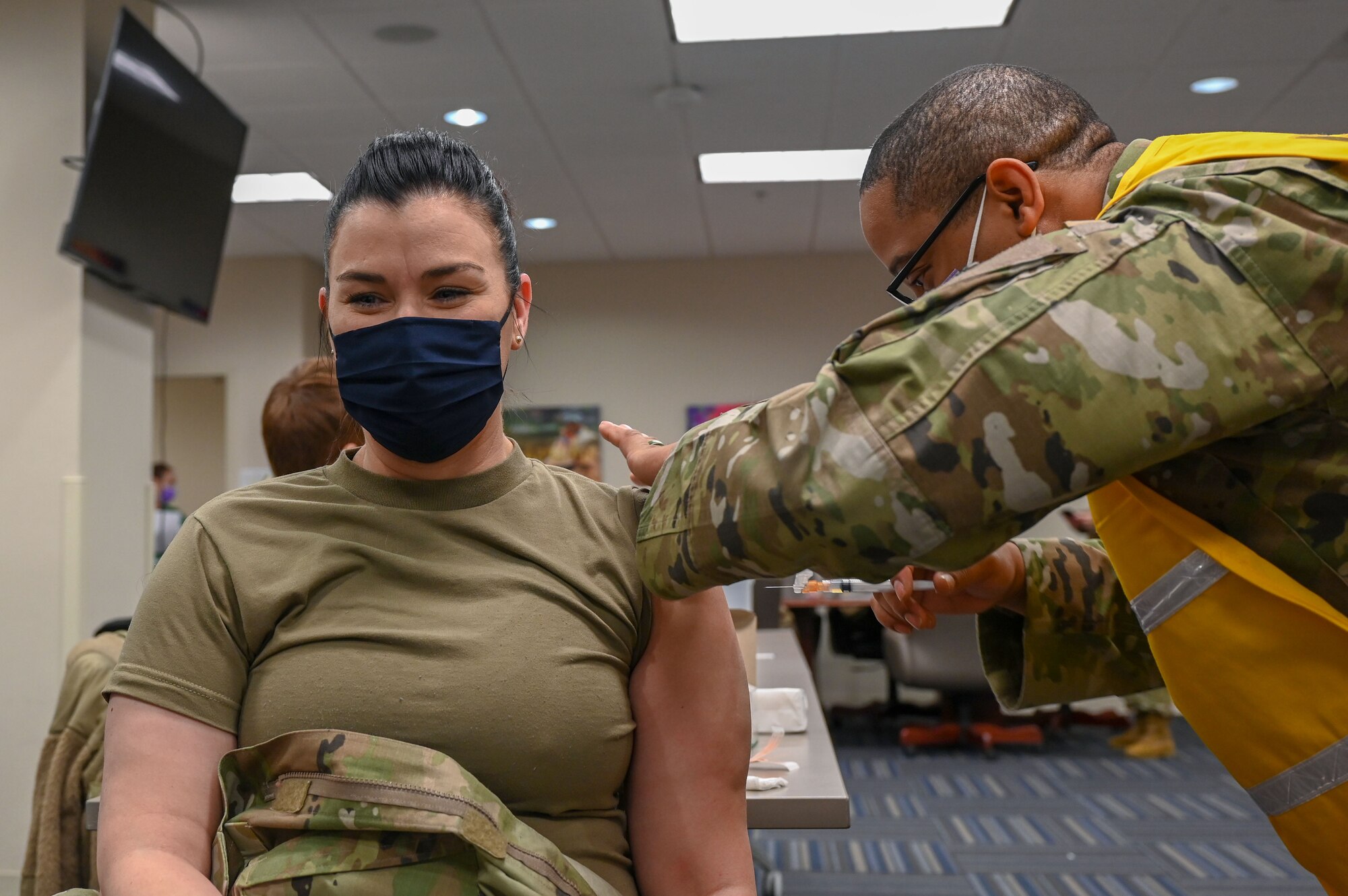 A patient receives a vaccine