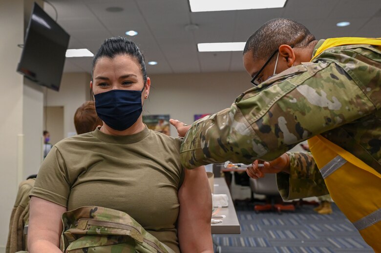 A patient receives a vaccine