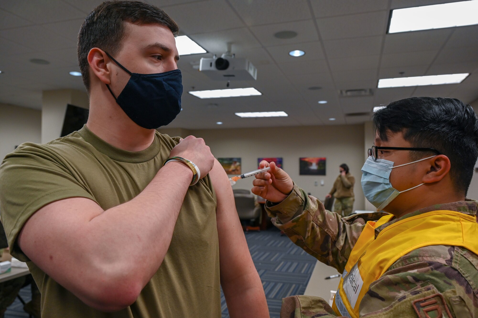 A person receives a vaccine