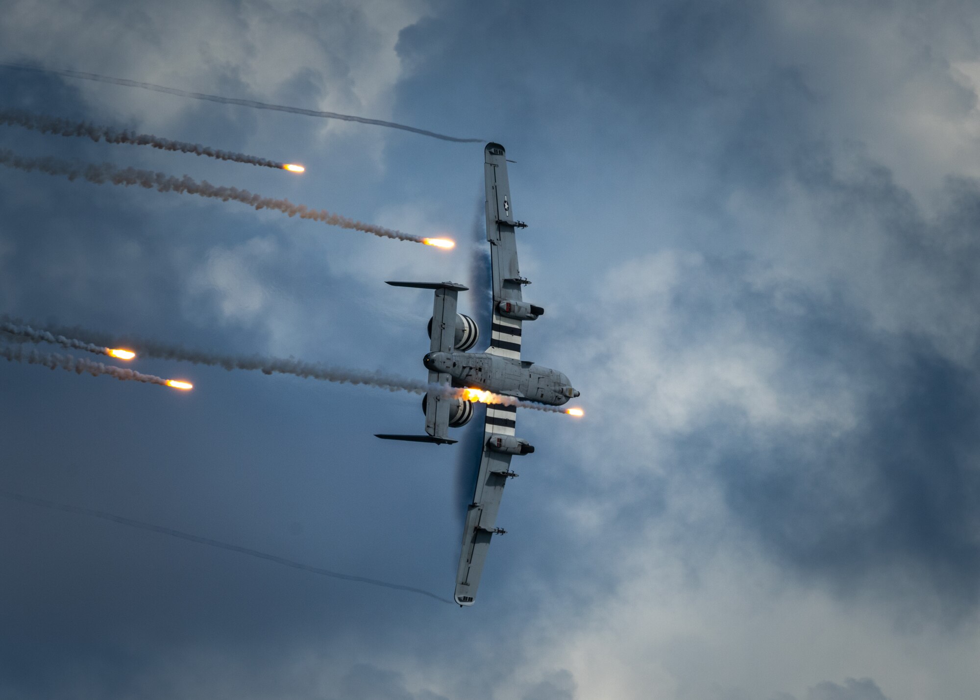 An A-10 dispenses flares