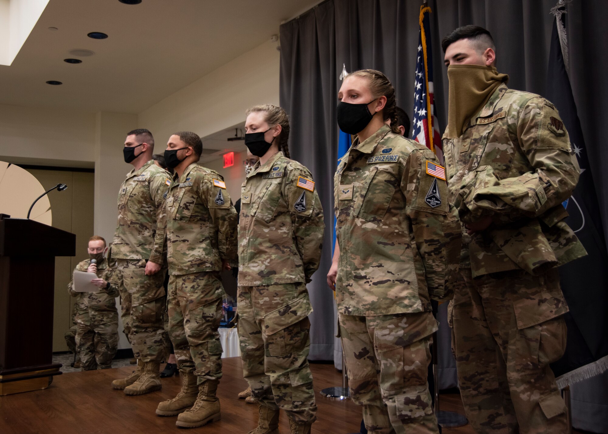 The new Guardians stands tall in their new U.S. Space Force OCP's.