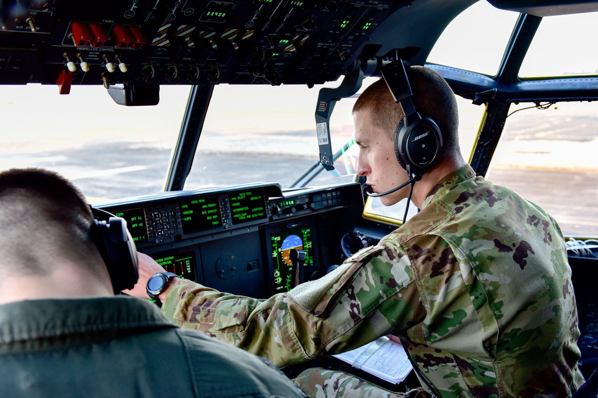 A pilot performs checks