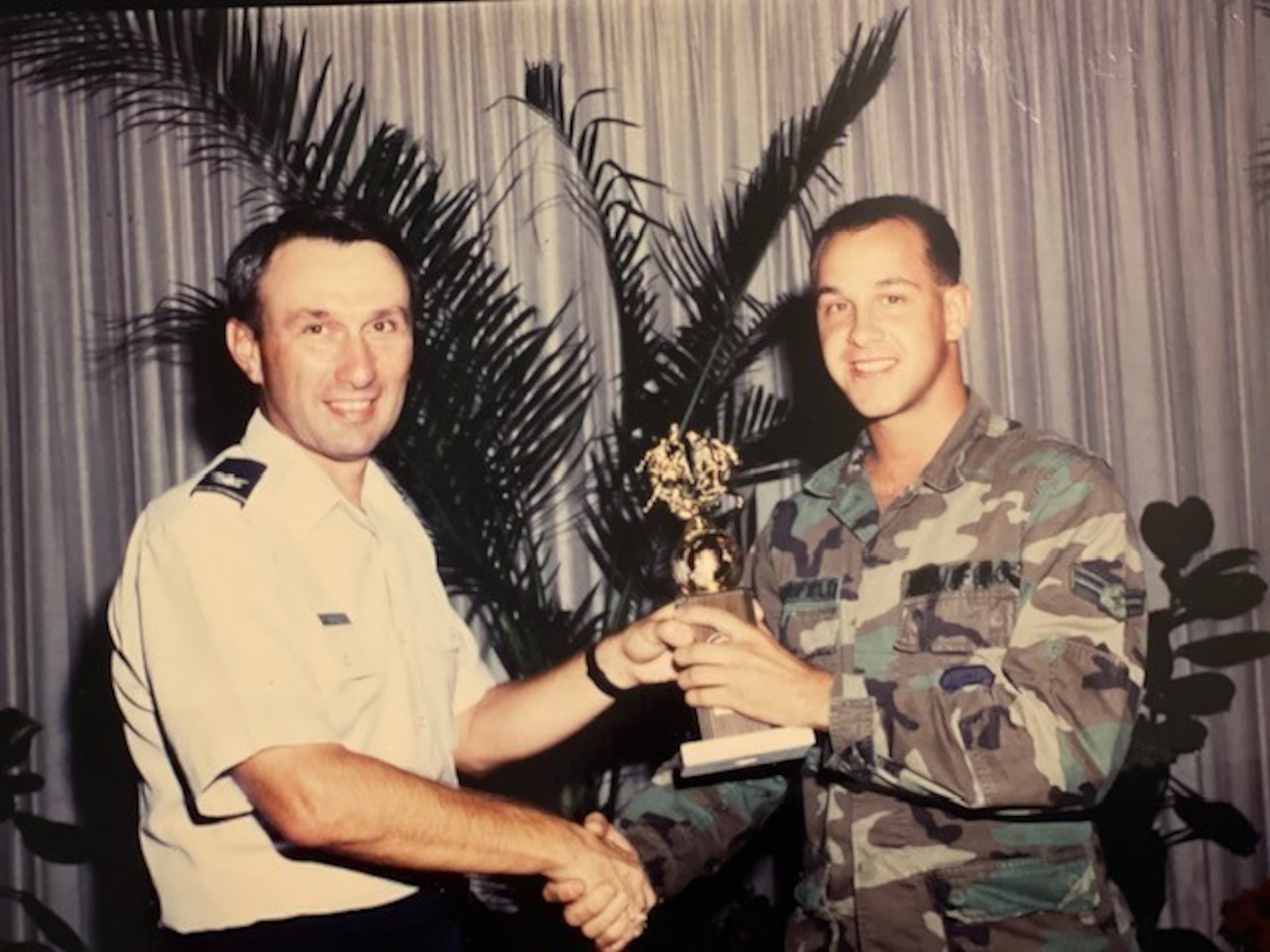 In 1990, Airman 1st Class David Merrifield was assigned to then Hickam Air Force Base. In June 2020, now Chaplain Lt. Col. David Merrifield, 647th Air Base Group Wing chaplain/Deputy Installation chaplain, returned to Joint Base Pearl Harbor Hickam, Hawaii, with a mission to assist Airmen to connect and increase their sense of belonging. (Courtesty photo)