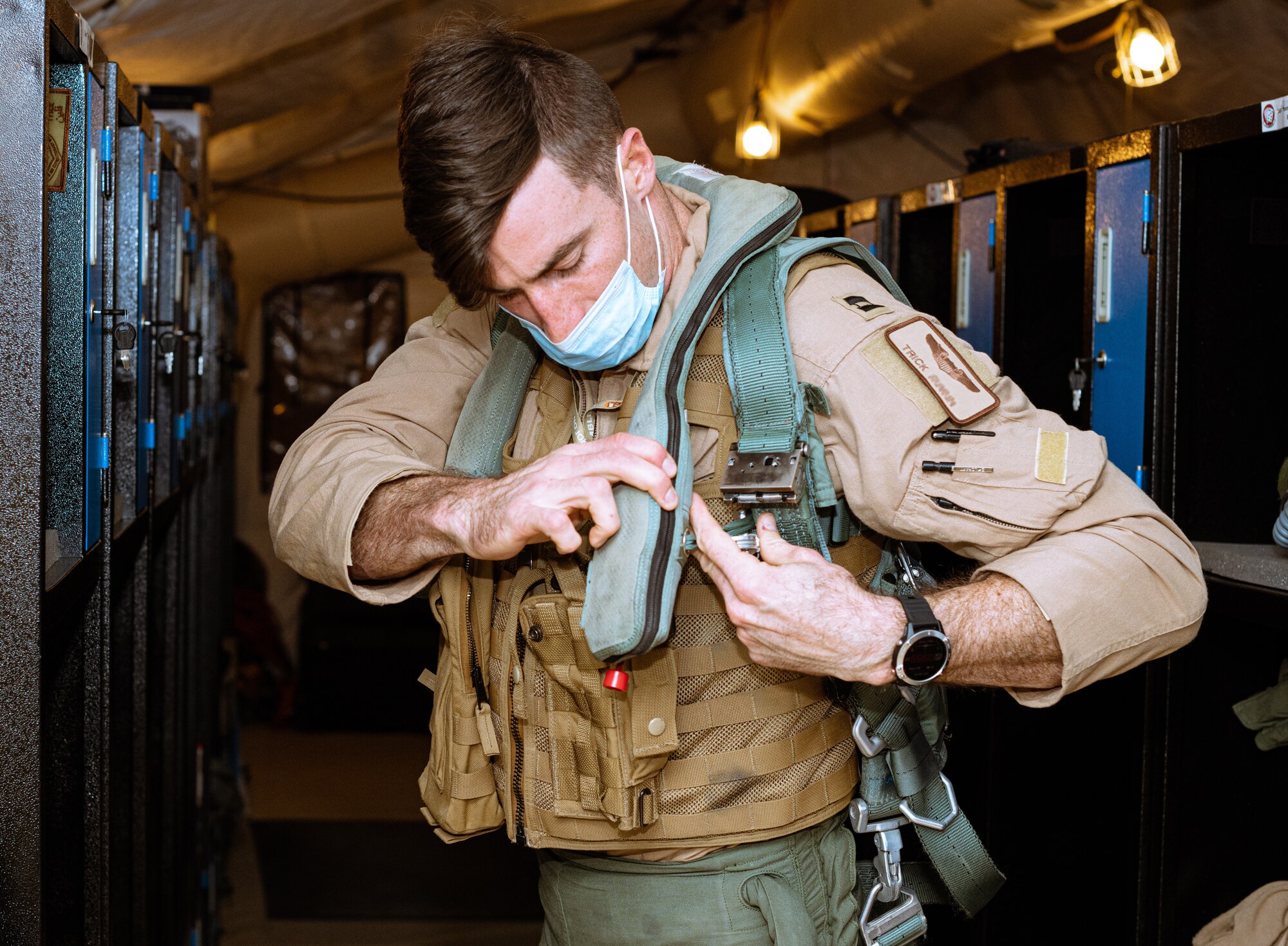 A pilot from the 378th Expeditionary Fighter Squadron prepares for a flight Feb. 11, 2021, at Prince Sultan Air Base, Kingdom of Saudi Arabia.