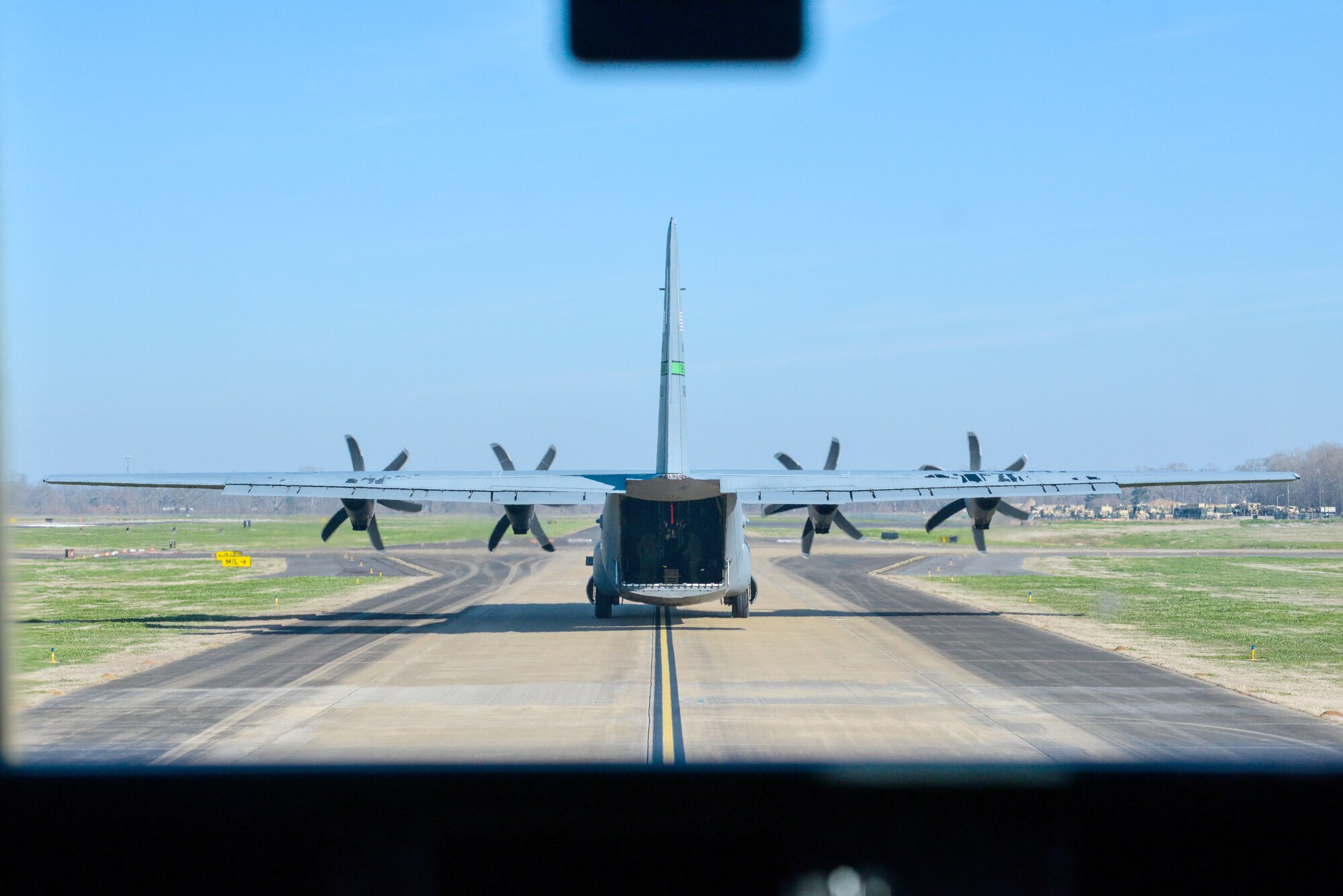 An airplane prepares for takeoff