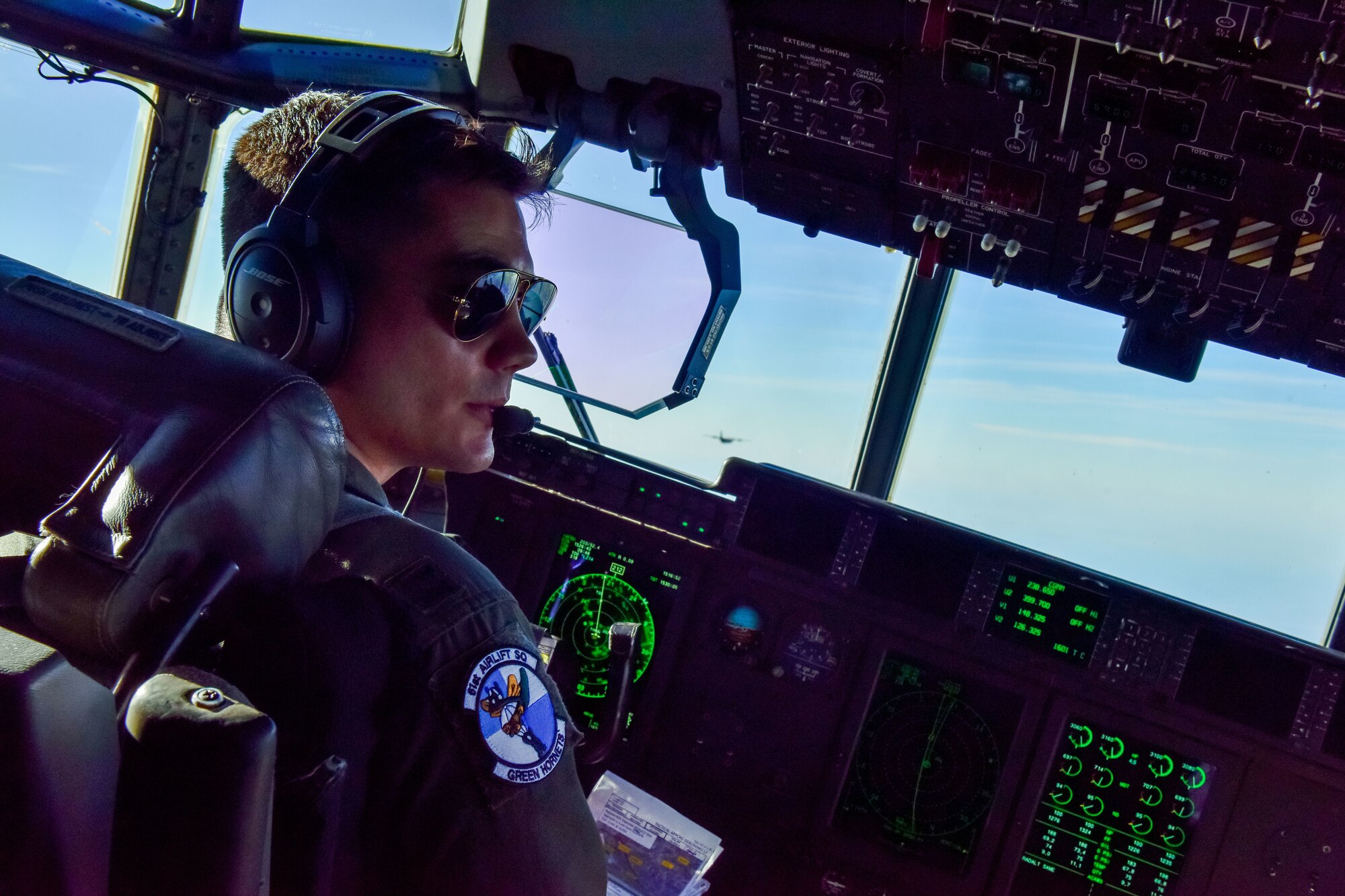 A pilot flies a plane