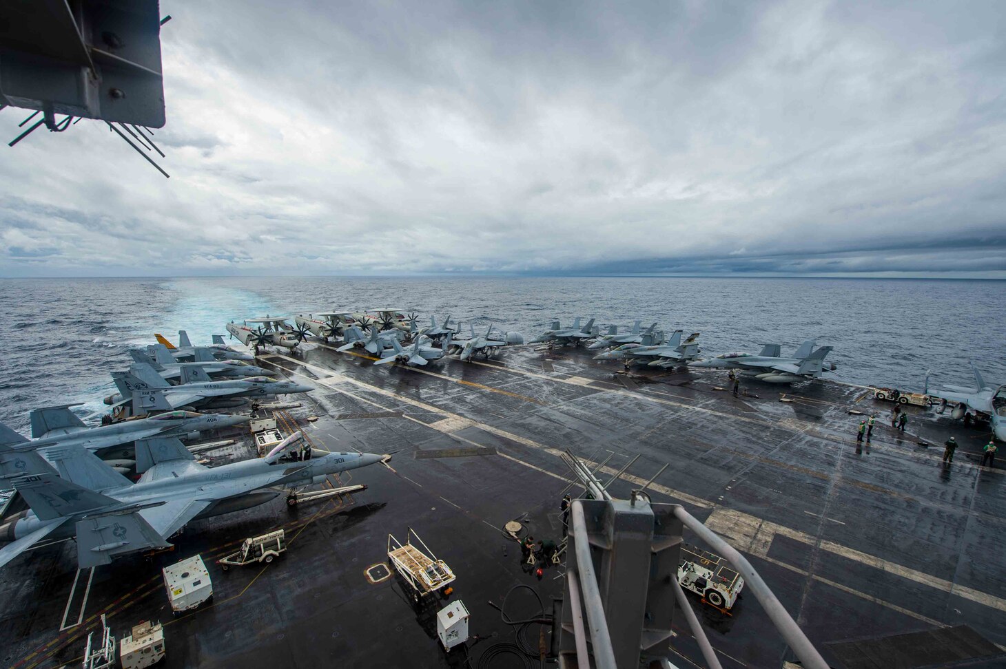 The Nimitz-class aircraft carrier USS Dwight D. Eisenhower (CVN 69) transits the Atlantic Ocean.