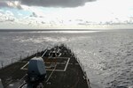 SOUTH CHINA SEA (Feb. 17, 2021) The guided-missile destroyer USS Russell (DDG 59) conducts routine underway operations. Russell is forward-deployed to the U.S. 7th Fleet area of operations in support of a free and open Indo-Pacific. (U.S. Navy photo by Mass Communication Specialist 3rd Class Wade Costin)