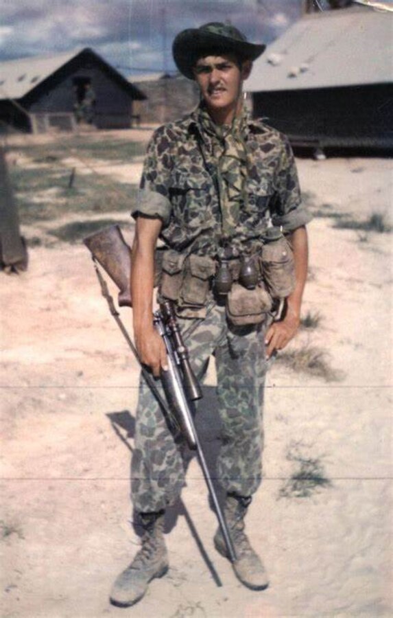 Sgt. Charles “Chuck” Mawhinney, who recorded 103 confirmed kills and 216 probable kills with M40 sniper rifle and Redfield 3x9x40 scope while serving in the Vietnam War. Stone Bay will be designated with the call word “Redfield” during a ceremony held by Weapons Training Battalion (WTBN) at building RR120 at Stone Bay, on Marine Corps Base Camp Lejeune, North Carolina, Feb. 19, 2020. (Courtesy photo submitted by Sgt. Charles “Chuck” Mawhinney)