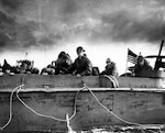 Troops and crewmen aboard Coast Guard–manned LCVP as it approaches Normandy beach on D-Day, June 6, 1944 (National Archives and Records Administration/U.S. Coast Guard Collection)