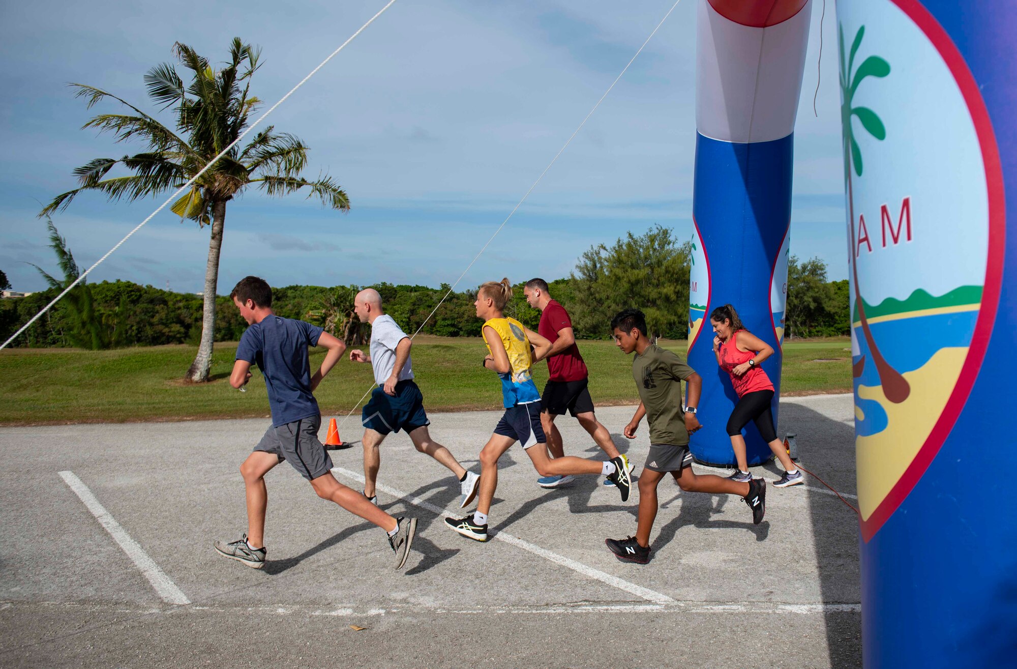 Participants start running the first ever Fat Tuesday 5K fun run at Andersen Air Force Base, Guam, Feb. 16, 2021.