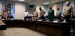 Liaison officers from member nations of the Conference of American Armies stand for the invocation at the opening ceremony on Joint Base San Antonio-Fort Sam Houston Feb. 9. This cycle of the CAA was focusing on Non-Commissioned Officer development and professionalization as leader in the armies of the American continent.