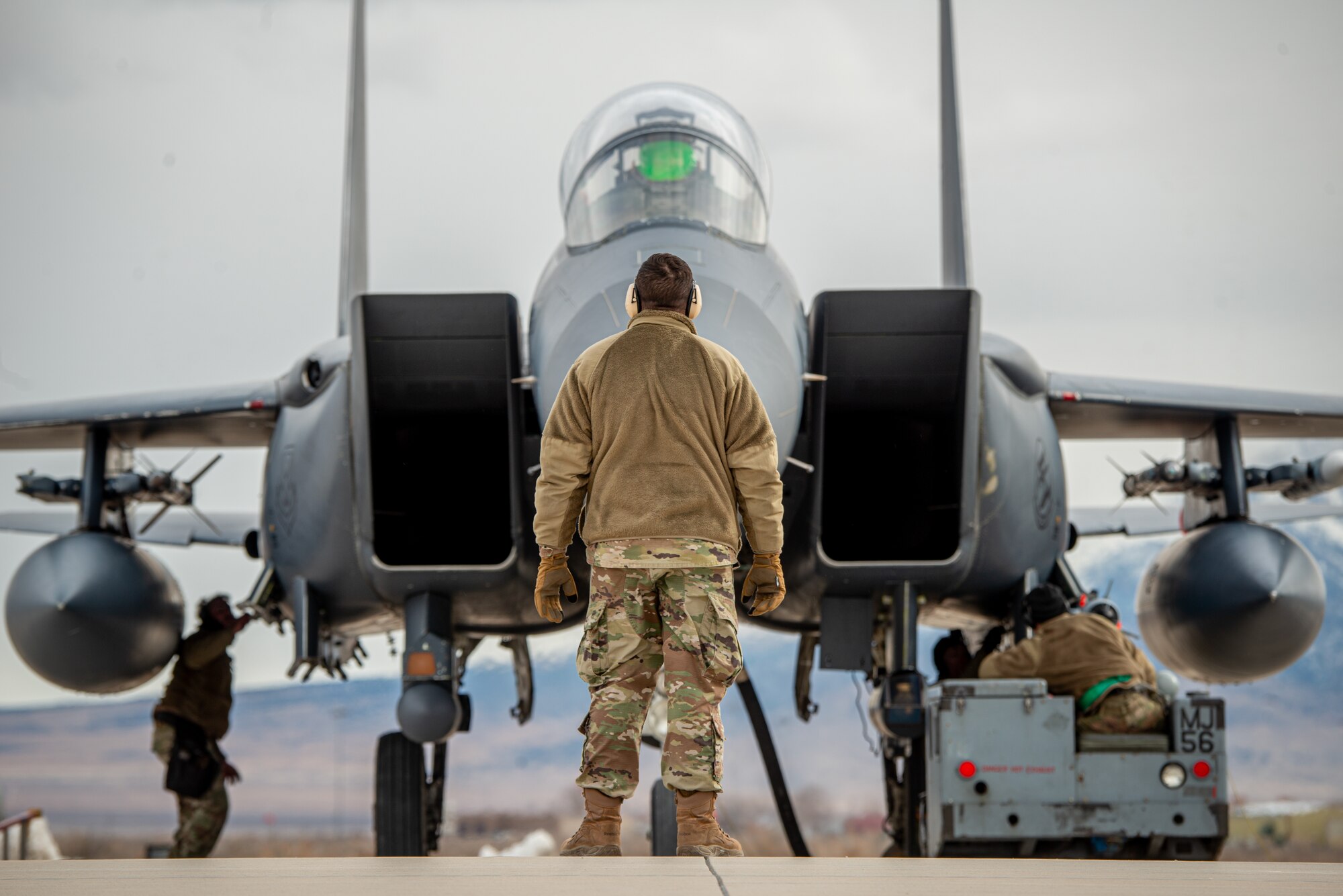 U.S. Air Force Airmen participate in exercise Raging Gunfighter at Michael Army Airfield, Utah, Feb. 1-4, 2020. This exercise furthered the multi-capabilities among Airmen and strengthened each other’s bond over the span of five days. (U.S. Air Force photo by JaNae Capuno)