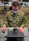 U.S. Navy Lt. Anthony Despota, a J4 logistics officer assigned to Task Force Northeast (TF-NE) supports sustainment of units supporting federal COVID-19 response operations in Newark, N.J. from TF-NE headquarters on Fort Eustis, Va., during distributed operations.