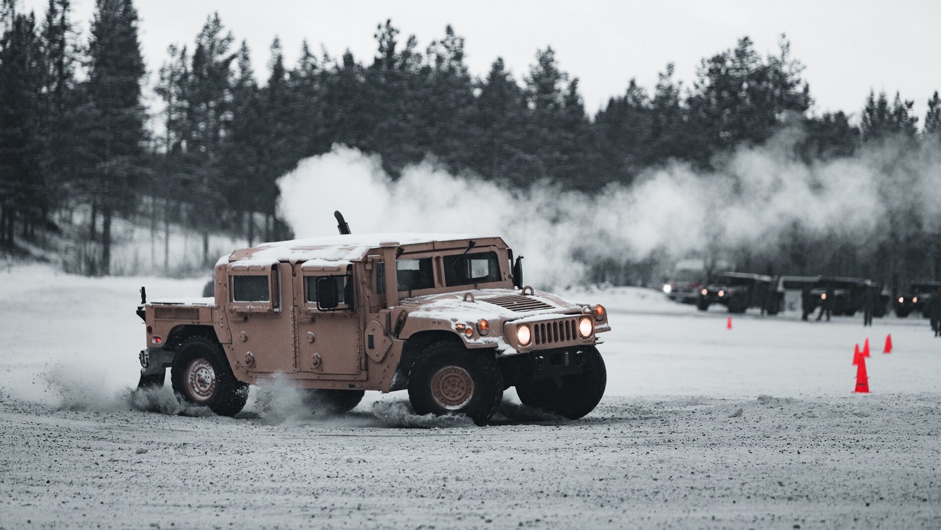 U.S. Marines with Marine Rotational Force Europe 21.1 (MRF-E), Marine Forces Europe and Africa, participate in a tactical drivers training course in Setermoen, Norway, Feb. 5, 2021.