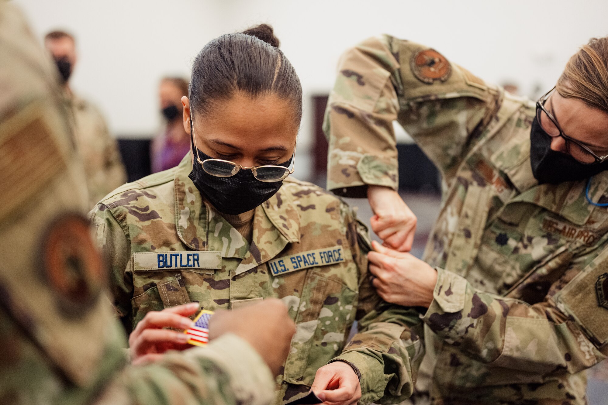 patches put on uniform by boss