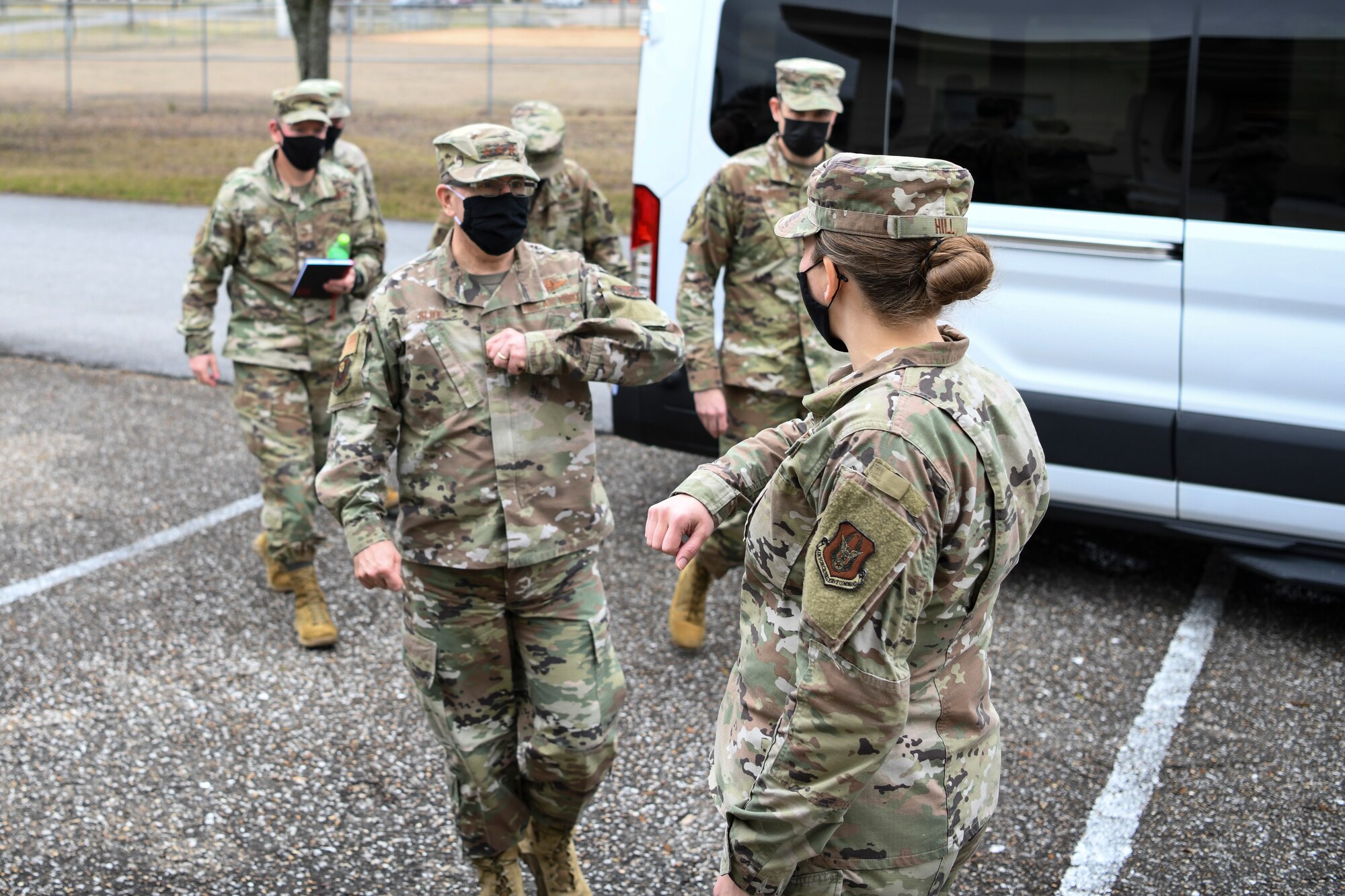 Phto of Airmen greeting each other