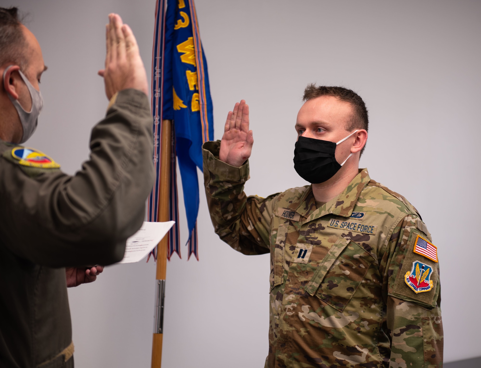 Uniformed members takes oath to transition to Space Force.