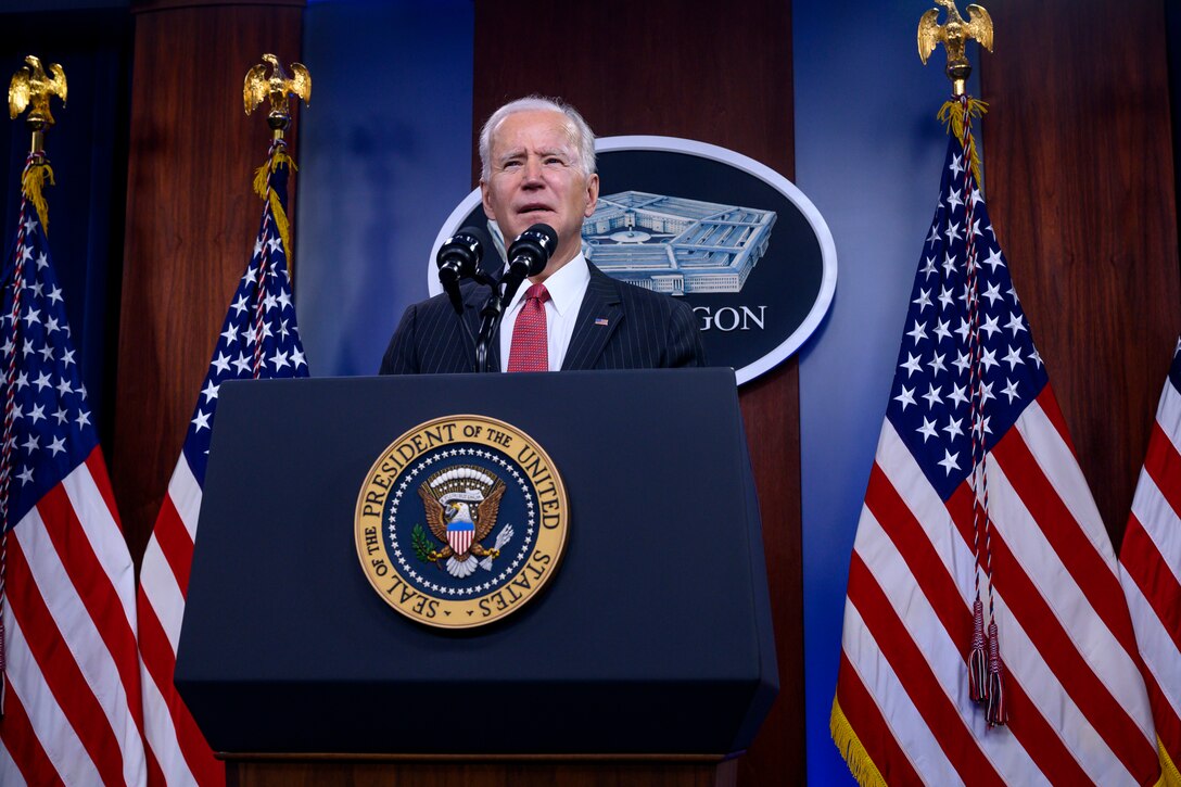 President Joe Biden delivers remarks.