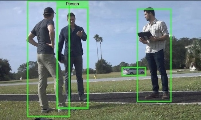 nduril’s autonomous, unattended ground sensor, Dust, using computer vision, detected and classified, pictured here with (left to right) Anduril’s Jackson Holahan and Kurt Freshley, and EWI Fellow 1st. Lt. Steven Groenheim.