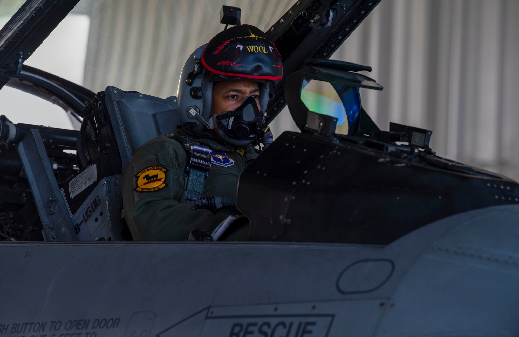 Capt. Andre Golson, 8th Fighter Squadron instructor pilot, prepares to takeoff in an F-16 Viper, Feb. 18, 2021, on Holloman Air Force Base, N.M. Golson is one of two Black F-16 instructor pilots on Holloman. (U.S. Air Force photo by Airman 1st Class Quion Lowe)