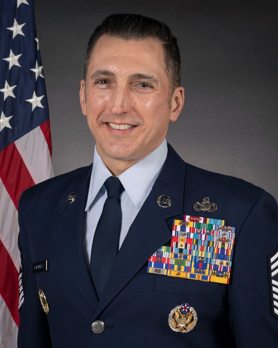New Jersey State Command Chief Master Sgt. Michael Rakauckas stands for a portrait at Joint Base McGuire-Dix-Lakehurst, Feb. 20, 2021.