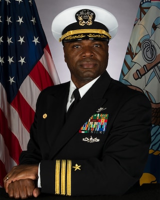 NORFOLK, Va. (Feb. 21, 2021) Official portrait of Cmdr. Marcus A. Creighton. (U.S. Navy photo)
