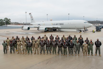 U.S. Airmen and Soldiers from the Georgia Air National Guard’s 116th Air Control Wing, active-duty Air Force 461st Air Control Wing, and the Army’s 138th Military Intelligence Company made history Feb. 19, 2021, when the first all-African American JSTARS flight crew flew from Robins Air Force Base on a training mission to commemorate Black History Month.