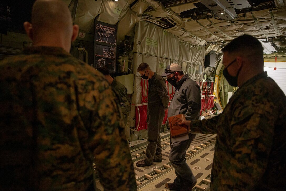 The 19th Sergeant Major of the Marine Corps, Sgt. Maj. Troy E. Black, tours the Center for Naval Aviation Technical Training (CNATT) at Marine Corps Air Station Cherry Point, Nc, Feb. 17, 2021. The Sergeant Major of the Marine Corps conducted the visit to look at the live virtual constructive training implemented at CNATT. The CNATT mission is to develop, deliver, and support aviation training necessary to meet validated fleet requirements through a continuum of professional and personal growth for Sailors and Marines. (U.S. Marine Corps photo by Sgt. Victoria Ross)