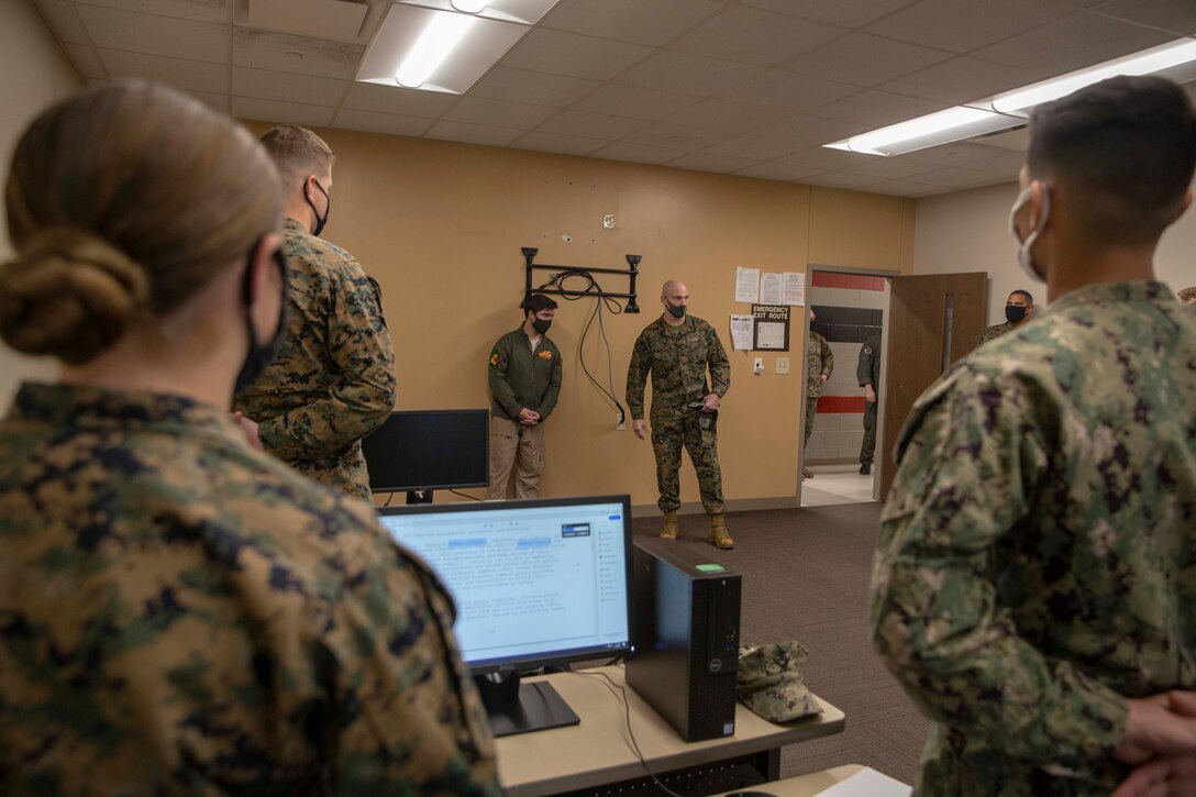 The 19th Sergeant Major of the Marine Corps, Sgt. Maj. Troy E. Black, tours Marine Medium Tiltrotor Training Squadron 204 (VMMT 204) at Marine Corps Air Station New River, Nc, Feb. 18, 2021. The Sergeant Major of the Marine Corps conducted the visit to hear recommendations regarding force maturity and retention from the leadership responsible for the initial training of various enlisted aviation military occupational specialties. The VMMT 204 mission is to train the world's finest tiltrotor pilots, aircrew, and maintainers for the U.S. Marine Corps, U.S. Air Force, U.S. Navy, and Japan Ground Self-Defense Force. (U.S. Marine Corps photo by Sgt. Victoria Ross)