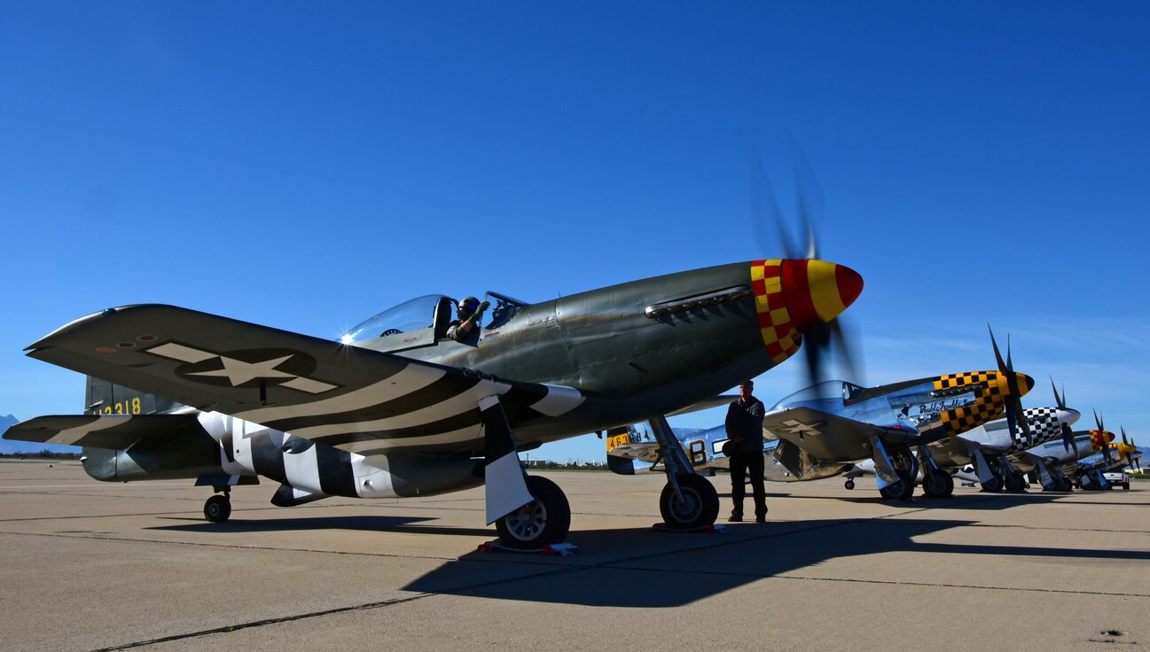The P-51 performed in the Heritage Flight Training Course, which celebrates past and present aircraft.
