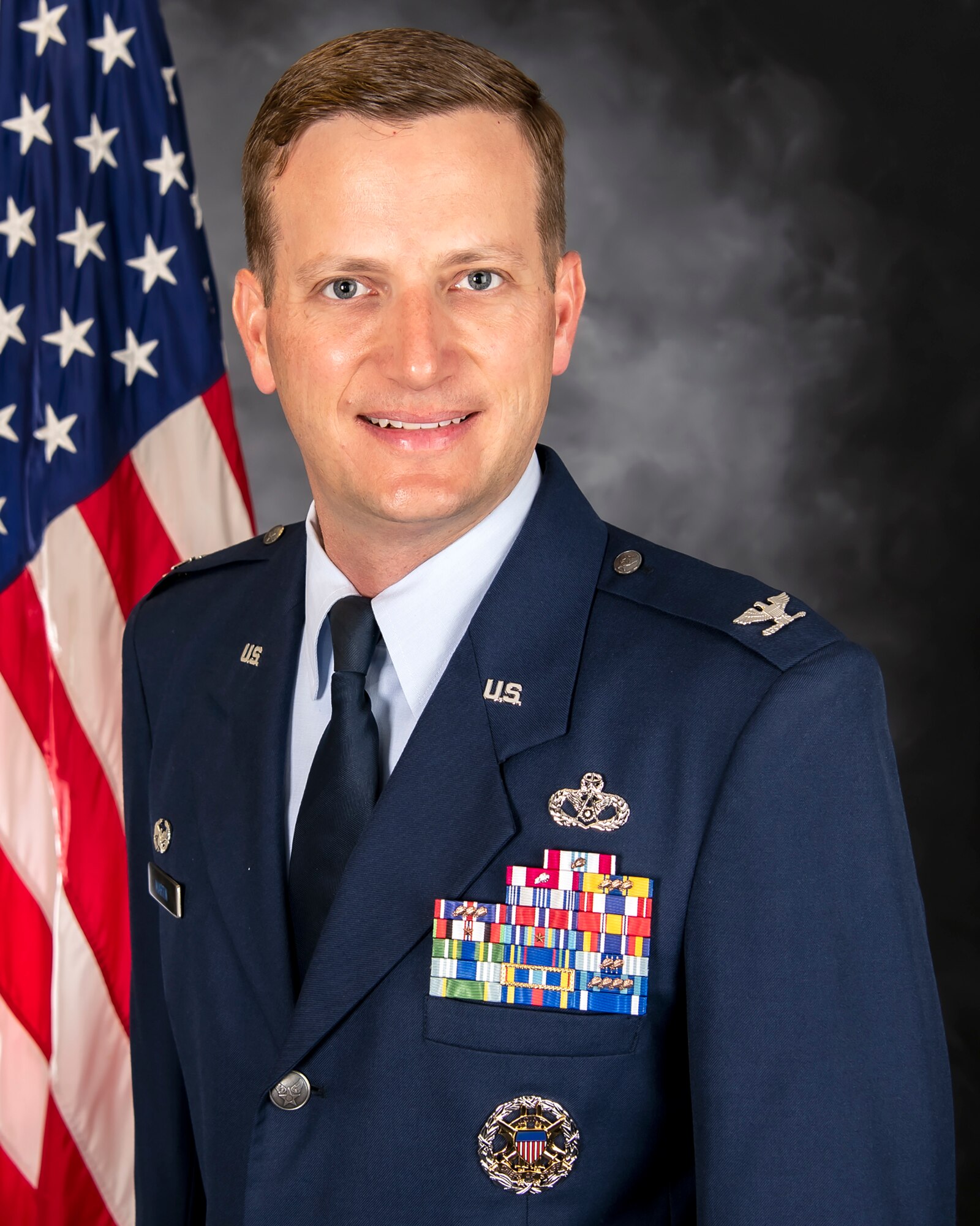 U.S. Air Force Col. Richard Martin, 423rd Air Base Squadron commander, poses for a studio photo at RAF Alconbury, England, July 7, 2020. (Courtesy photo)