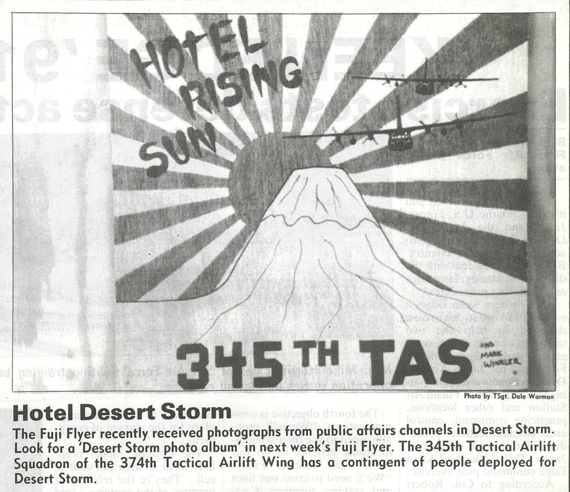 Photo featured in Feb. 8, 1991 Fuji Flyer newsletter. (U.S. Air Force photo by Tech. Sgt. Dale Warman)