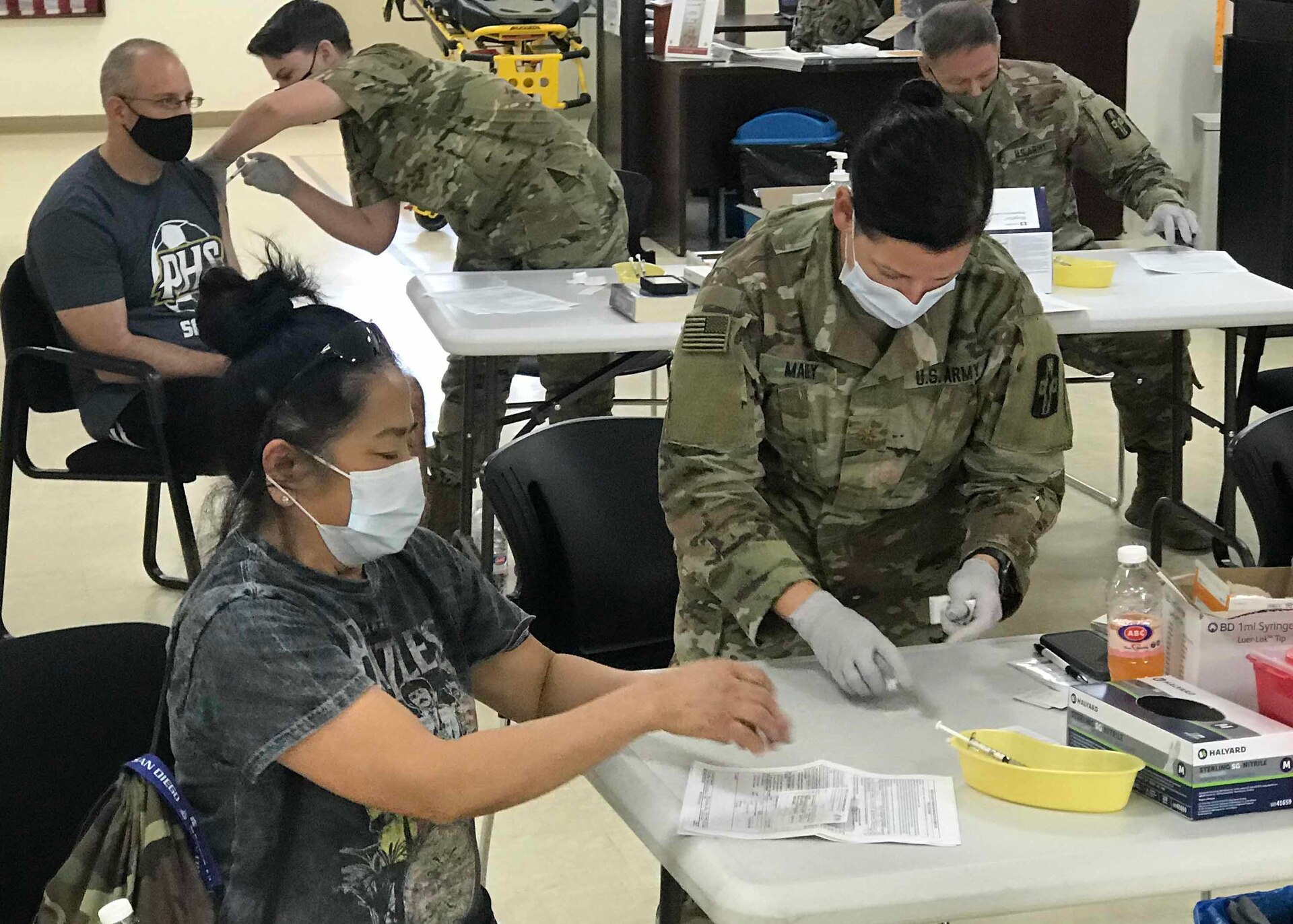 Caregivers at the Camp Arifjan, Kuwait hospital administered second-dose vaccinations Feb. 15, 2021 and Feb. 17, 2021 to civilian and military medical professionals. The first phase of the COVID-19 vaccination rollout in the Middle East area of operations focused on medical professionals, which follows the Department of Defense’s distribution guidance.
