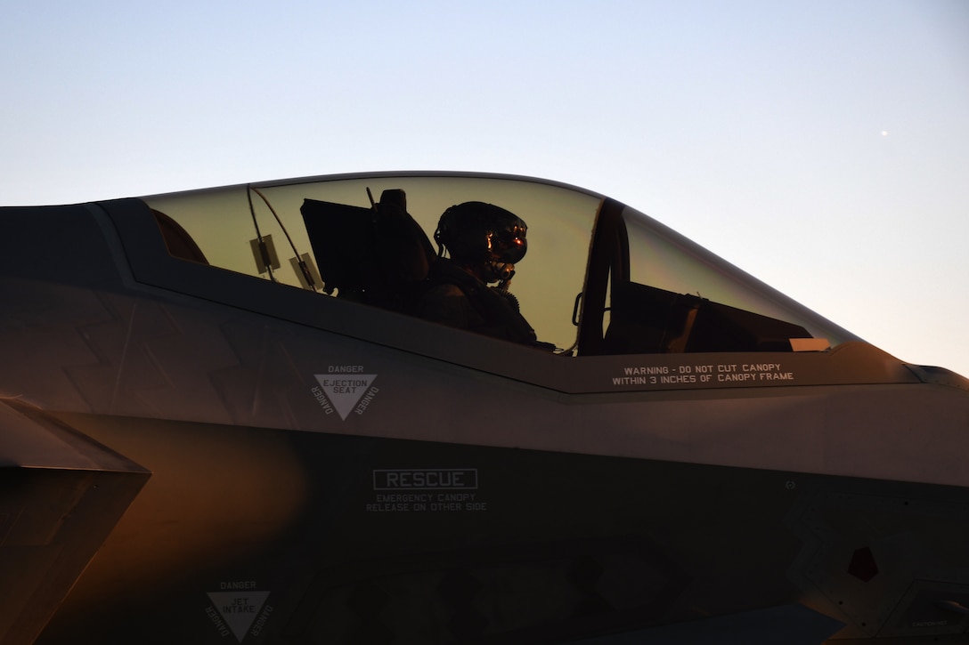 Pilot in cockpit of F-35