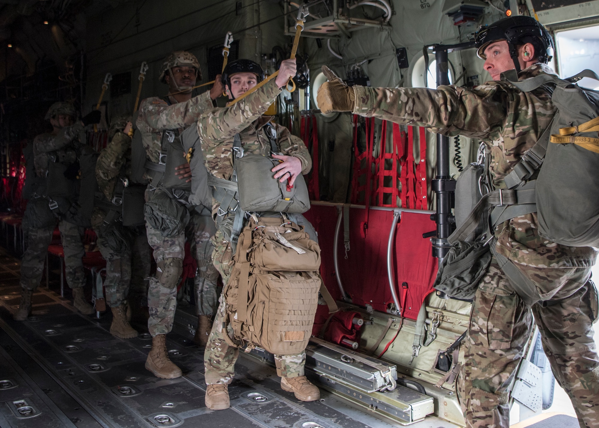 U.S. Air Force Airmen from the 37th AS, 86th Operations Support Squadron, 435th Contingency Response Group and U.S. Army Soldiers from the 5th Quartermaster Company worked together to make the personnel airdrop possible.