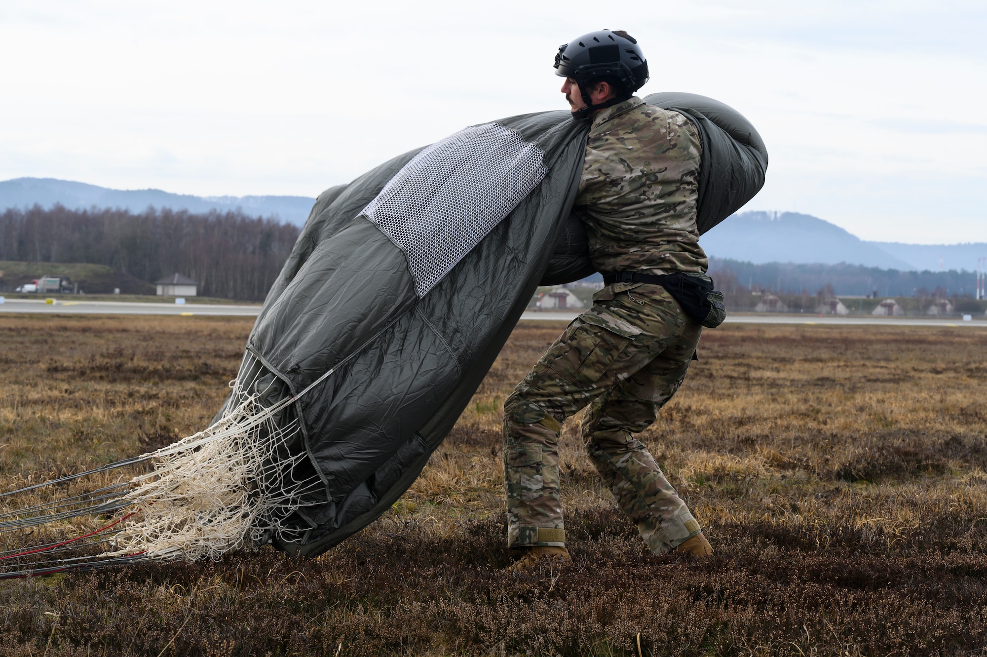 U.S. Air Force Airmen from the 37th AS, 86th Operations Support Squadron, 435th Contingency Response Group and U.S. Army Soldiers from the 5th Quartermaster Company worked together to make the personnel airdrop possible.