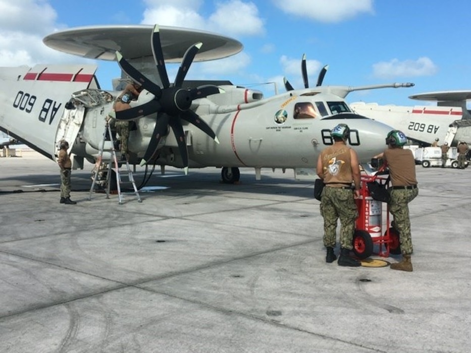 E2 aircraft on the flight line