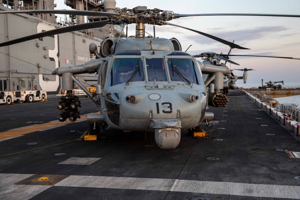 Helicopter on the flight deck