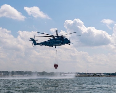 Helicopter lifting water