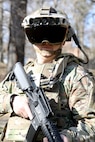 A Soldier dons the Integrated Visual Augmentation System (IVAS) Capability Set 3 (CS3) at Fort Belvoir, VA in January 2021.