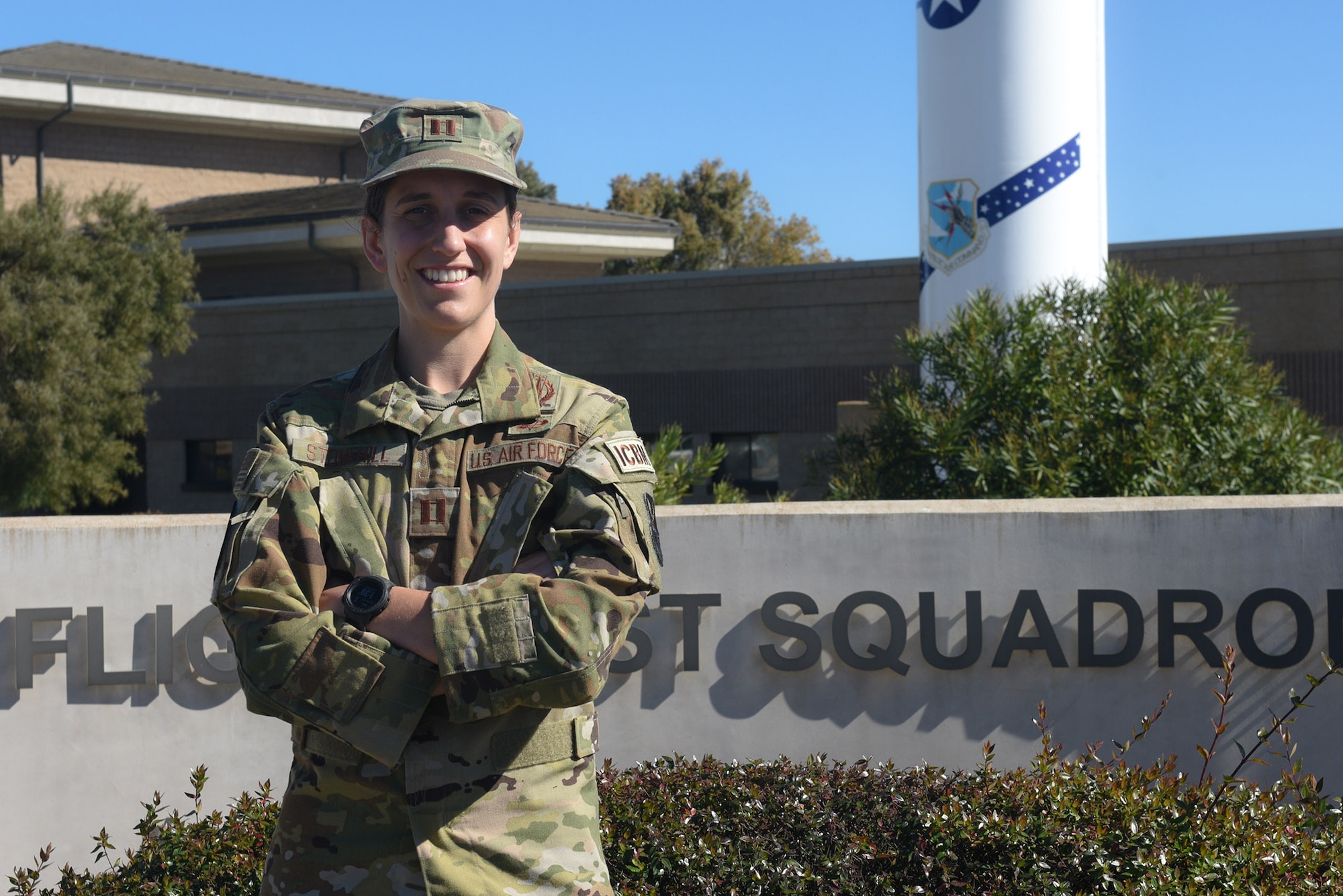 A Minuteman III operator poses for a photo at Vandenberg Air Force Base, California.