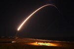 A missile launches during an operation test.