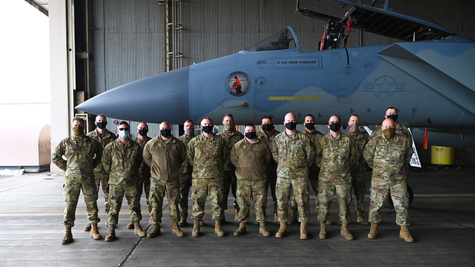 Group of Airmen with F-15