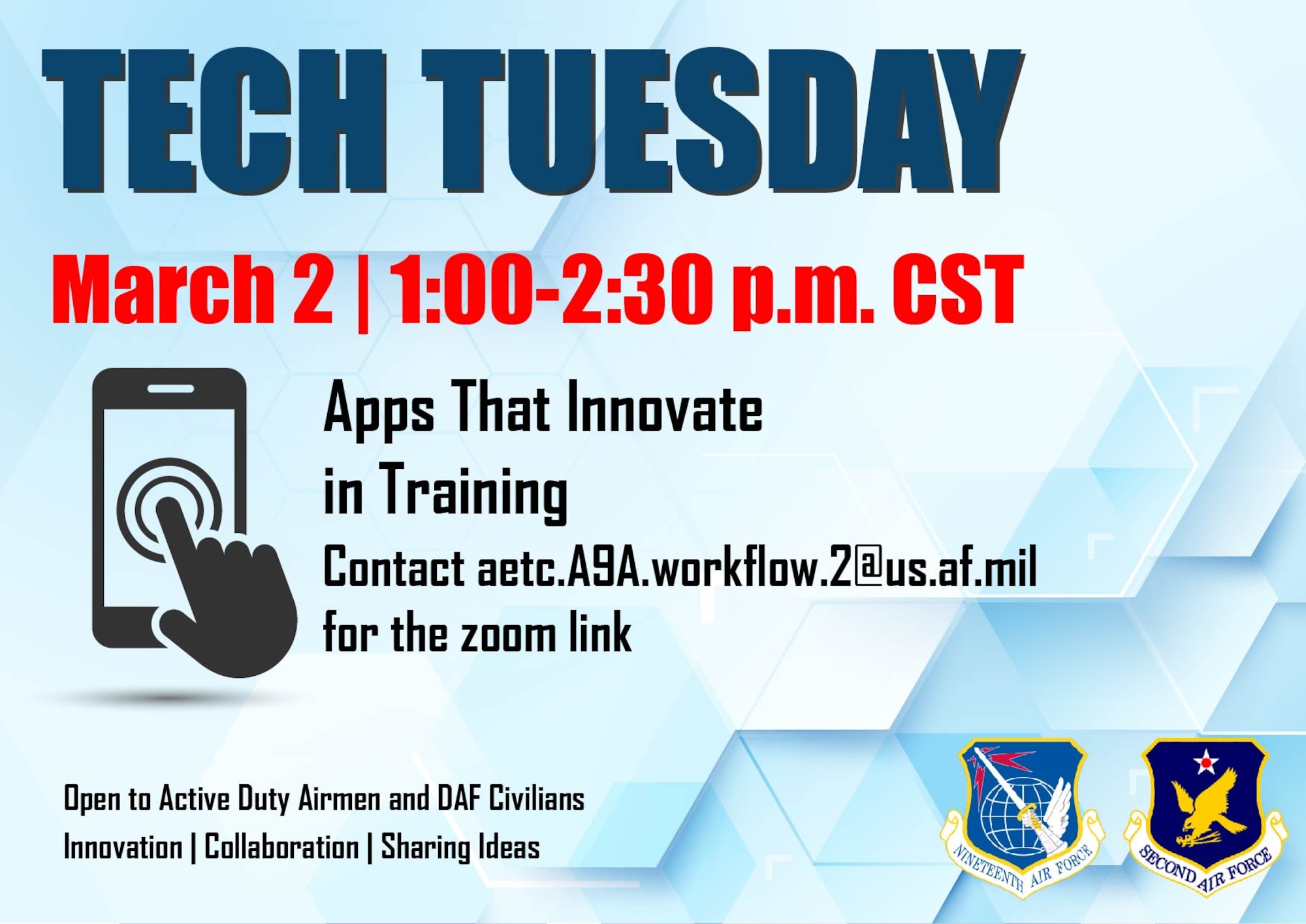 Graphic of AETC Tech Expo happening March 2.