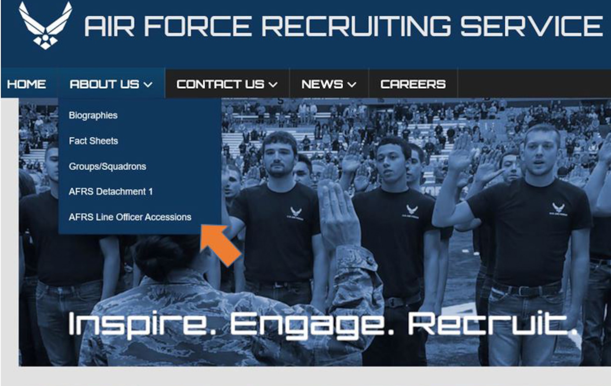 Specialists from Air Force Recruiting Service's line officer accessions program and the AFRS public affairs office teamed up to create a public page on the AFRS website that serves as a one-stop shop for line officer accession information.