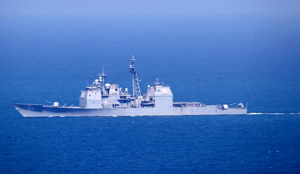 USS Philippine Sea (CG 58) transits the Arabian Gulf.